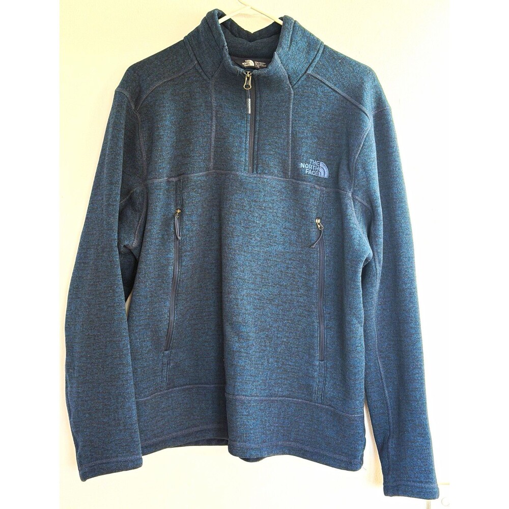 Chaps Men’s XL Blue Marled 100% Cotton 3 Button Mock Neck Pullover Sweater